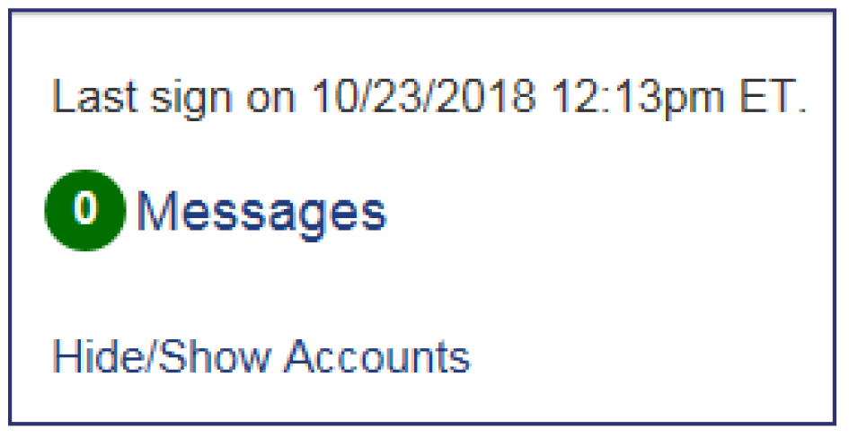 Messages for Secure Bill Pay Sign on Messages for Secure Bill Pay Sign on